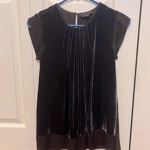 BCBG Dark purple velour & silk top. Size S.